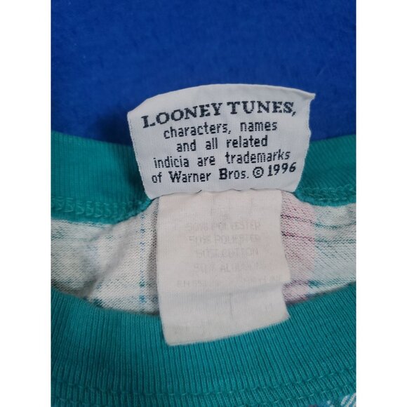 Vintage 90s Looney Tunes Tasmanian Devil (Taz) Plaid Sleep Shirt Men's XL - Picture 12 of 15